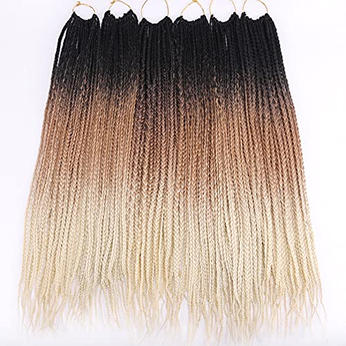 Box Braids Crochet 6 Packs 24 Inch Ombre Dark Roots Golden Honey Blonde Pre-Looped 3X Goddess Senegalese Twist Tissage Fiber Kanekalon Braiding Hair Extensions 22 Strands 100G (T1B27613#) #TOP6