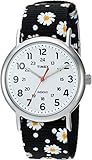 Timex Women's TW2R24100 Weekender Black Floral Reversible Nylon Slip-Thru Strap Watch