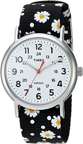 Timex Women's TW2R63000 Weekender 38 Reversible Black/White Dots Nylon Slip-Thru Strap Watch