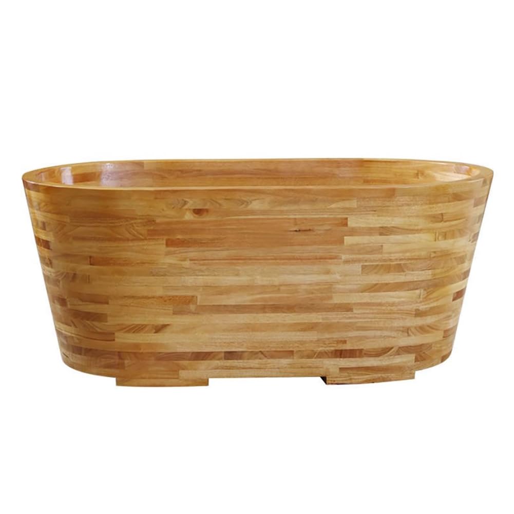 Bañera De Madera Profunda para Adultos, Bañera De Hidromasaje para El Hogar con Asiento, Reposacabezas Y Válvula De Drenaje, Bañera Antideslizante, Bañera De Roble/Ciprés,Cl140cm