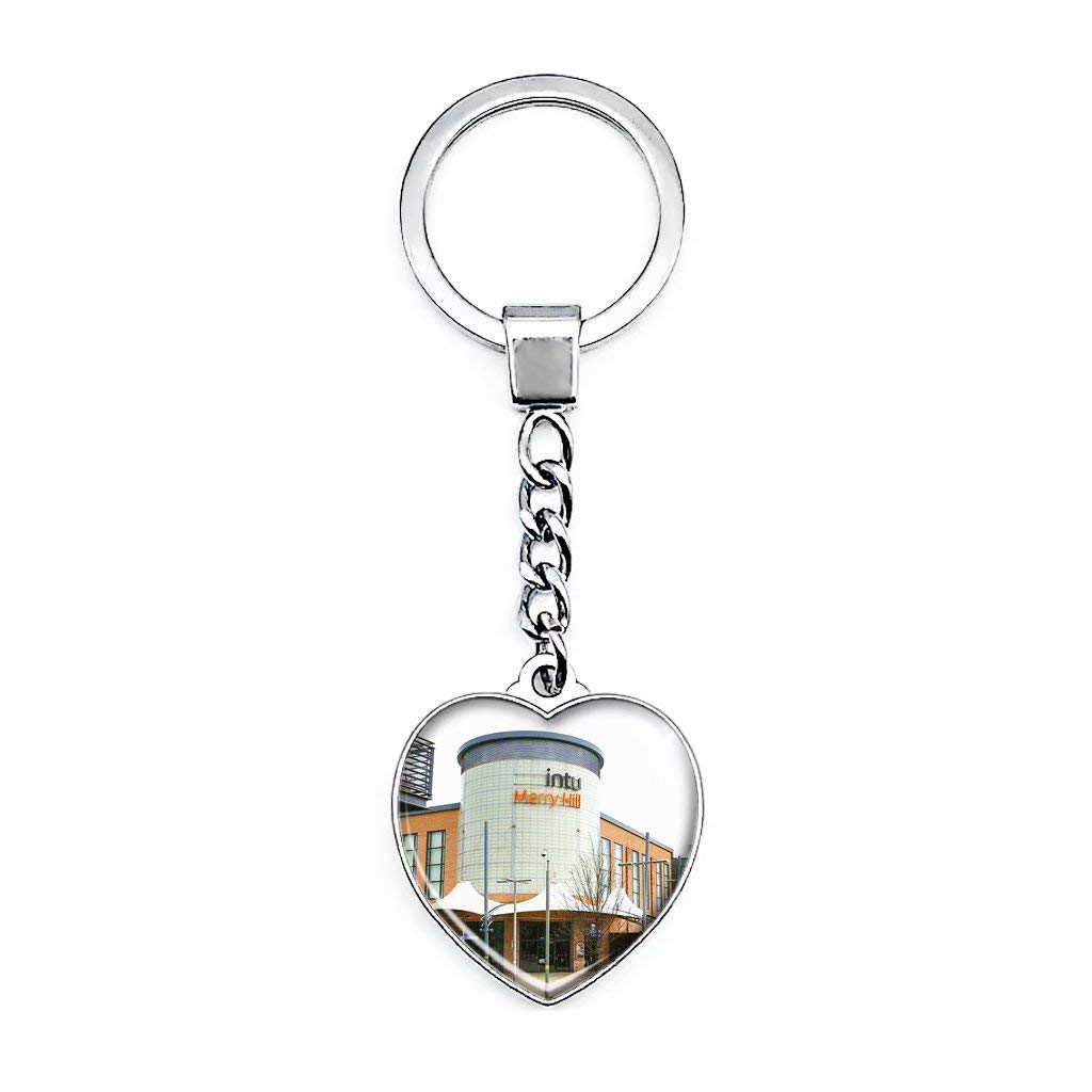 UK England Dudley intu Merry Hill Keychain Creative Double Sided Heart-shaped Crystal Key Chain Travel Souvenir Metal