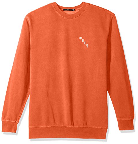 Obey Men's 8 Ball Icon Crew Neck Fleece Sweatshirt, Dusty Orange, L