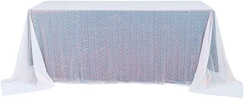 Balsa Circle 90x156-Inch Iridescent Blue Rectangle Tablecloth for Wedding Party Cake Dessert Events Table Linens