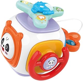 Asslye 8 in 1 Montessori Busy Cube Toys, Activity Cube Travel Toys Toddler Fidget Cube Sensory Toys Busy Ball Fine Motor Skill Activity Ball Toys Preschool Learning Toys for Toddlers 1 2 3 Years Old