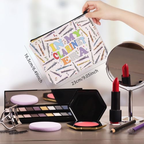 WCGXKO Clarinet Player Gift In My Clarinet Era Music Lover Zipper Pouch Makeup Bag (B-ClarinetEra), beige2