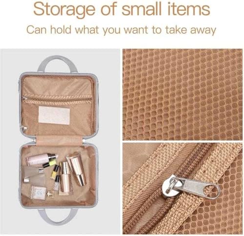 Image of Makeup Case Suitcase, Mini Bag, Mini Hard Shell Travel Luggage, Women Portable Water Proof Carrying Suitcase, Organizer Bag, Small Hard Shell Cosmetic Lugge Bag, Water Proof (B-SILVERt)