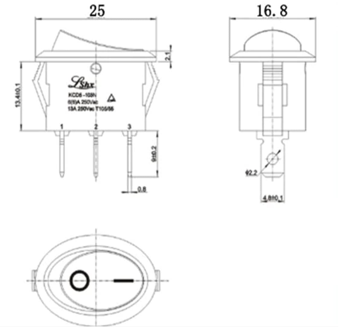 Interruttore A Bilanciere LEVSEB KCD1-12-101 2 Pin ON/OFF 6A 250V 20A 12V Nero 19x7mm