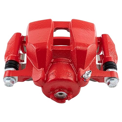 Image of TRQ Front Right Brake Caliper w /Bracket Performance Red Passenger Side | For 2013-2022 Honda Accord 2016-2022 HR-V