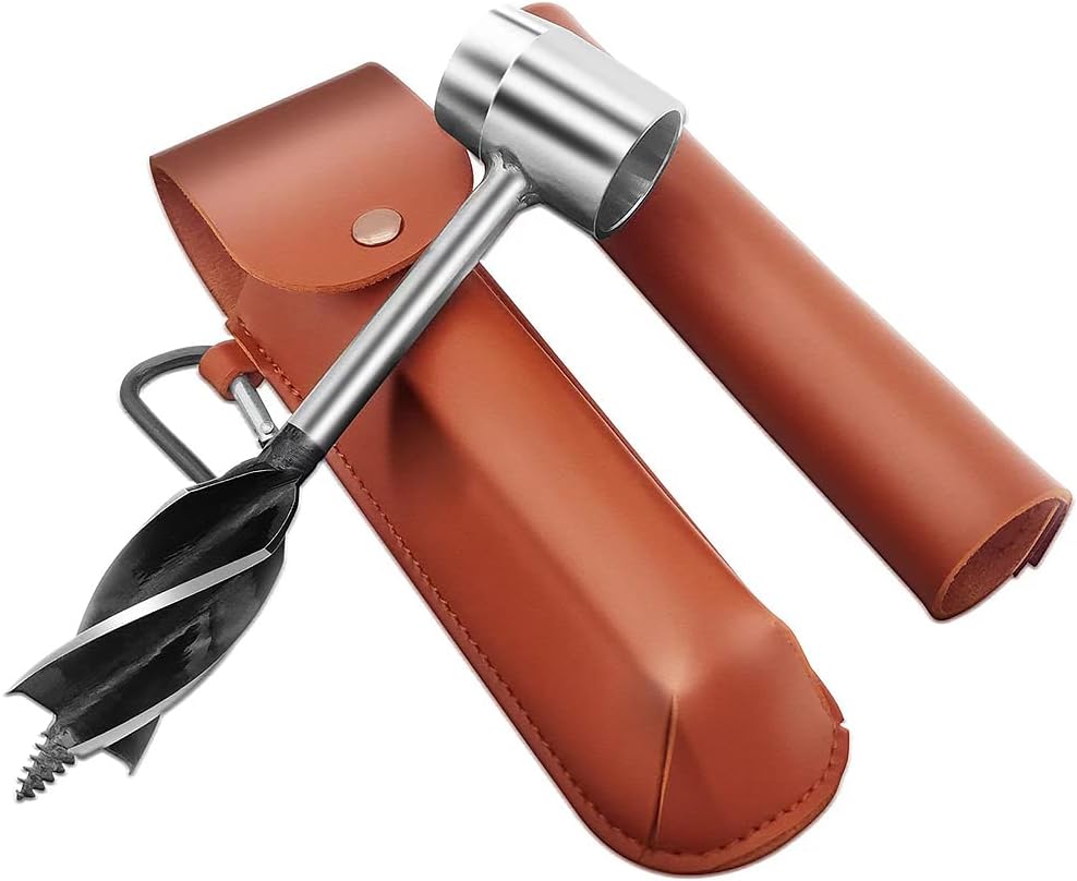 YSEN Survival Settlers Tool Hand Auger Drill Bushcraft Wrench Scotch Eye Wood Drill Bit Auger for Bushcraft Backpack and Camping, Outdoor Wood Peg, Bushcrafting Outdoor and Backpacking