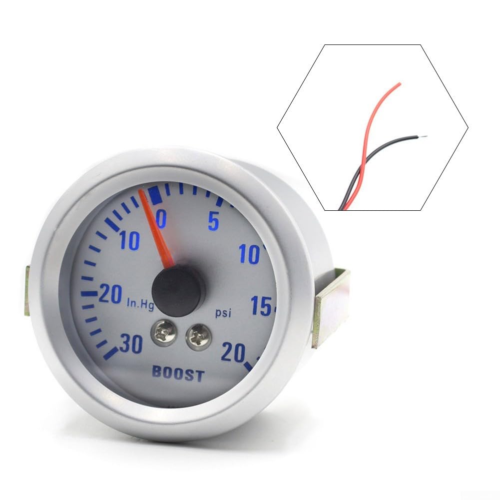Calibro turbocompressore da 52 mm per modifica auto -30 ~ 20 psi, 12 V luce blu Turbo Boost manometro