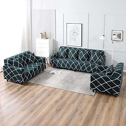 Image of HOKIPO Polyester Blend Stretchable Cushion Cover for Sofa 16 inch x 16 inch, Pack of 4 (AR-4098-D22*4),Blue
