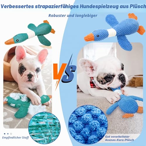 Vitscan Verbessertes Hundespielzeug aus Gans, unzerstörbar, für Aggressive Kauer, kleine, mittelgroße und große Rassen, quietschendes Plüsch-Spielzeug, Welpen-Kauen, Ente, interaktiv