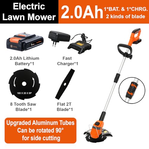 Image of Neptune Simplify Farming GT-20 2 in 1 Cordless Grass Trimmer & Brush Cutter with 2000 mAh Battery, Fast Charger, & Sharp Blades Electric Lawn Mower Telescopic Weed Eater Cutting Machine for Gardening