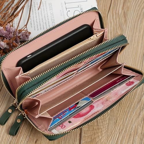 Wallet Women, Stylish Synthetic Leather Long Wallet for Women | Double Zipper Clutch with Wristlet, Credit Card Holder, Money Purse Organizer, Easy Carry Handbag (Black)3