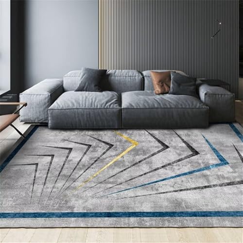 Tapis lavable en machine pour chambre de bébé et salon géométrique gris durable 90x200cm