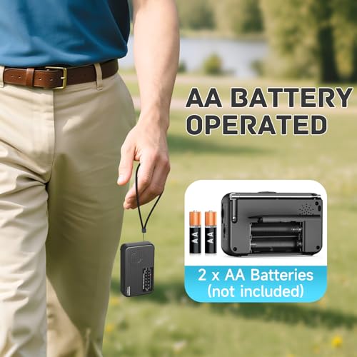 image for SEANCHEER 799 Mini Radio AM FM, Battery Operated Radio with Lanyard, E