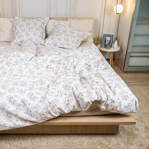 DRAP HOUSE Parure de Lit 220x240 cm – 3 Pièces avec 2 Taies 63x63 cm – Housse de Couette en Coton Microfibre Doux et Respirant – Fermeture Éclair...