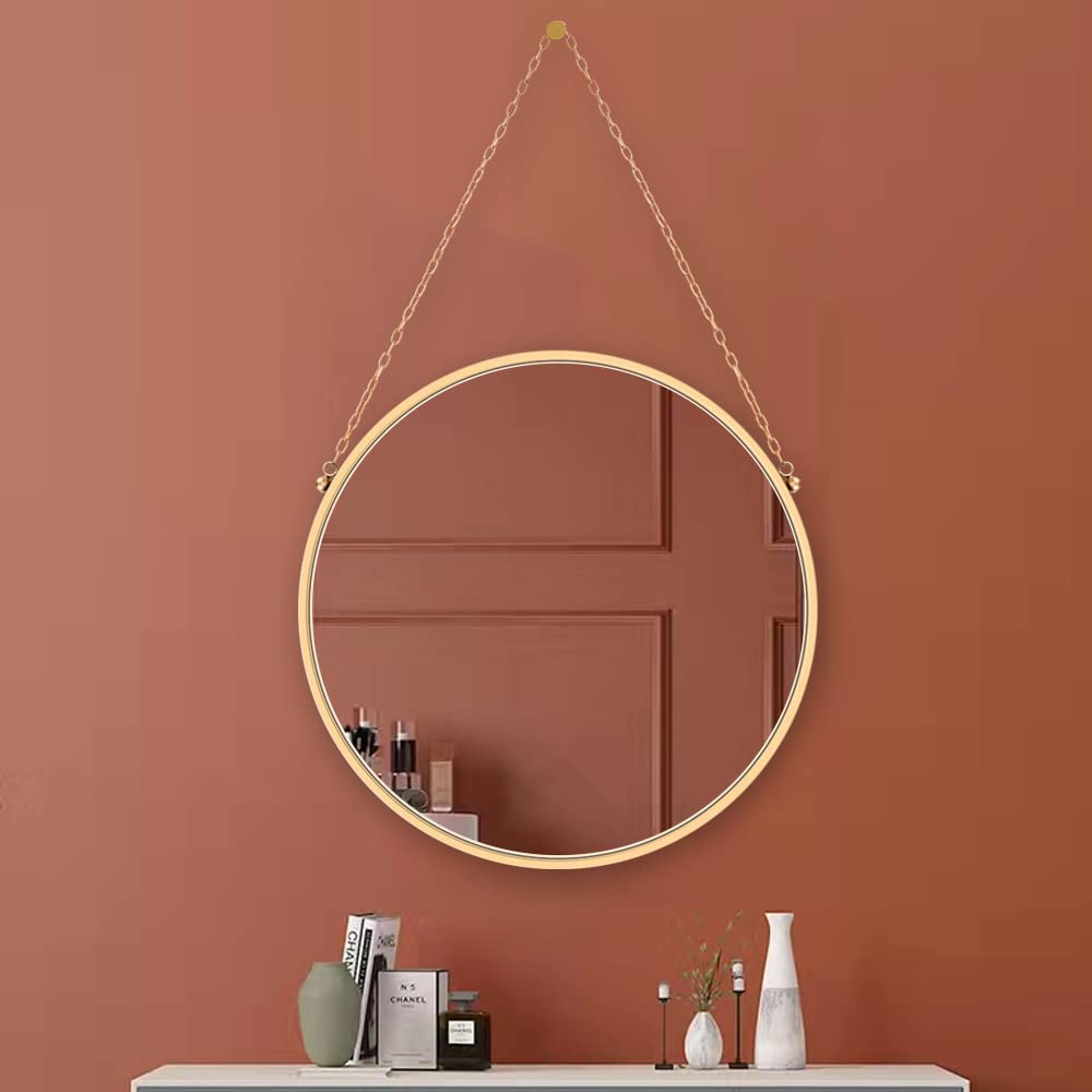 Gold Round Hanging Vanity Mirror18 Inch Circle Hanging Wall Mirror for