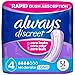 Price comparison product image Always Discreet, Incontinence & Postpartum Pads for Women, Size 4, Moderate Absorbency, Long Length, 54 Count