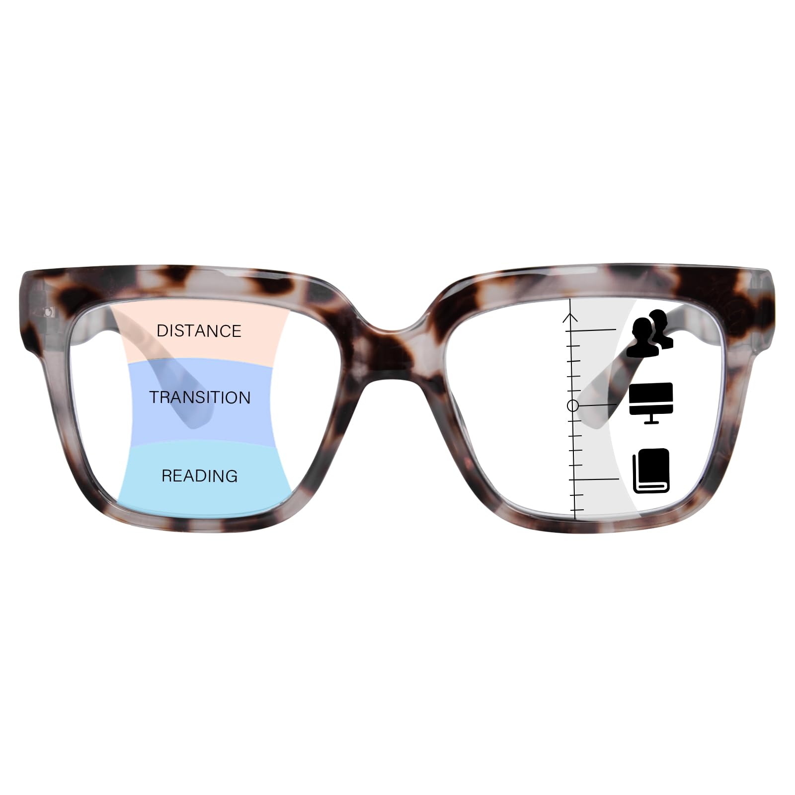 Photo 1 of OPTOFENDY Progressive Multifocus Reading Glasses for Women Oversized Blue Light Blocking Computer Progressive Readers TBeige 1.5x