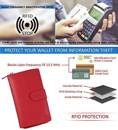 Image of Big Fat RFID Blocking Leather Organizer Checkbook Wallets For Women - Clutch