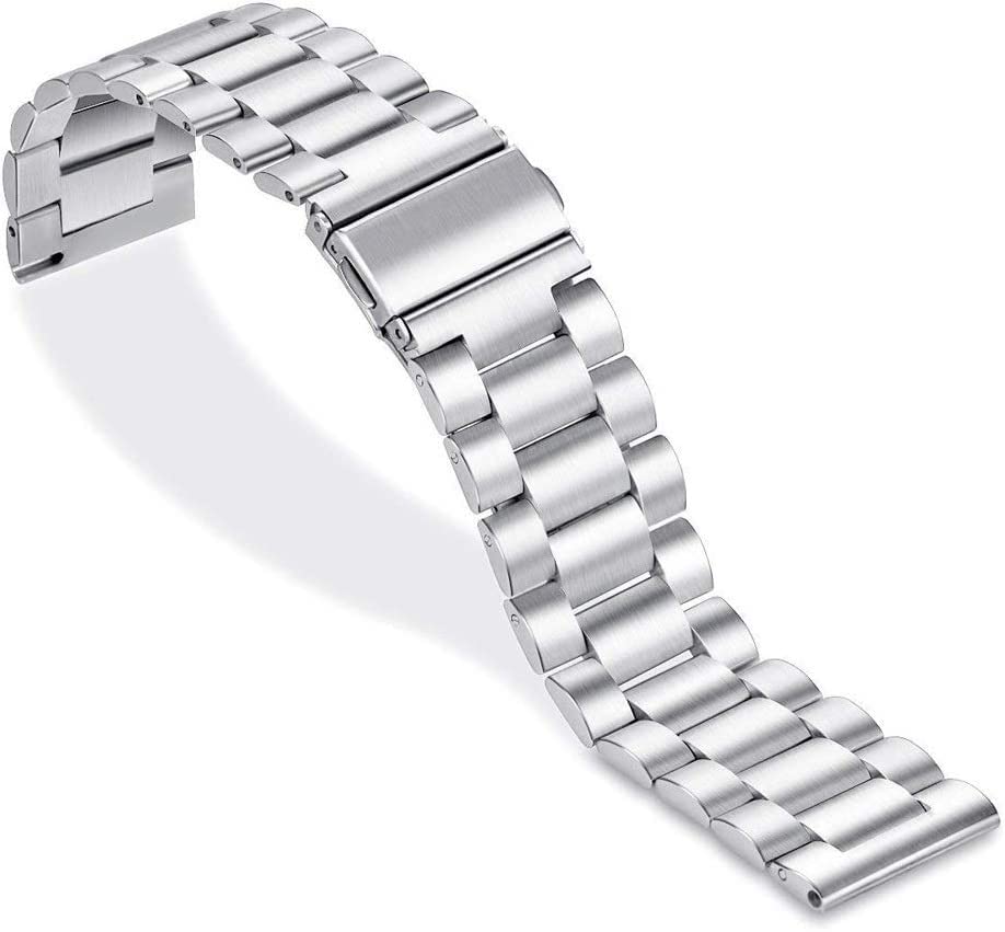 Correa de reloj compatible con Galaxy Watch de 46 mm, correa para Samsung Gear S3 Frontier Active 22 mm, pulsera de acero inoxidable de 44 mm, 40 mm (color: plata, tamaño: Galaxy 42 mm Active2), Gear
