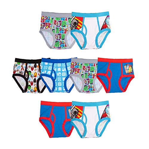 Marvel Boys' Avengers 100% Cotton Briefs with Assorted Hero Prints Including Iron Man, Hulk, Thor & More in Size 4, 6 & 8