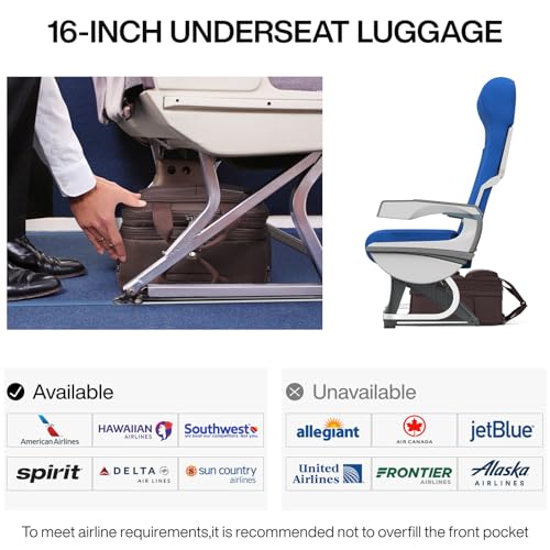 Hanke Softside Underseat Carry On Luggage with Wheels,Travel Luggage Rolling Bag Small Suitcase，Coffee, Underseater 16-Inch2