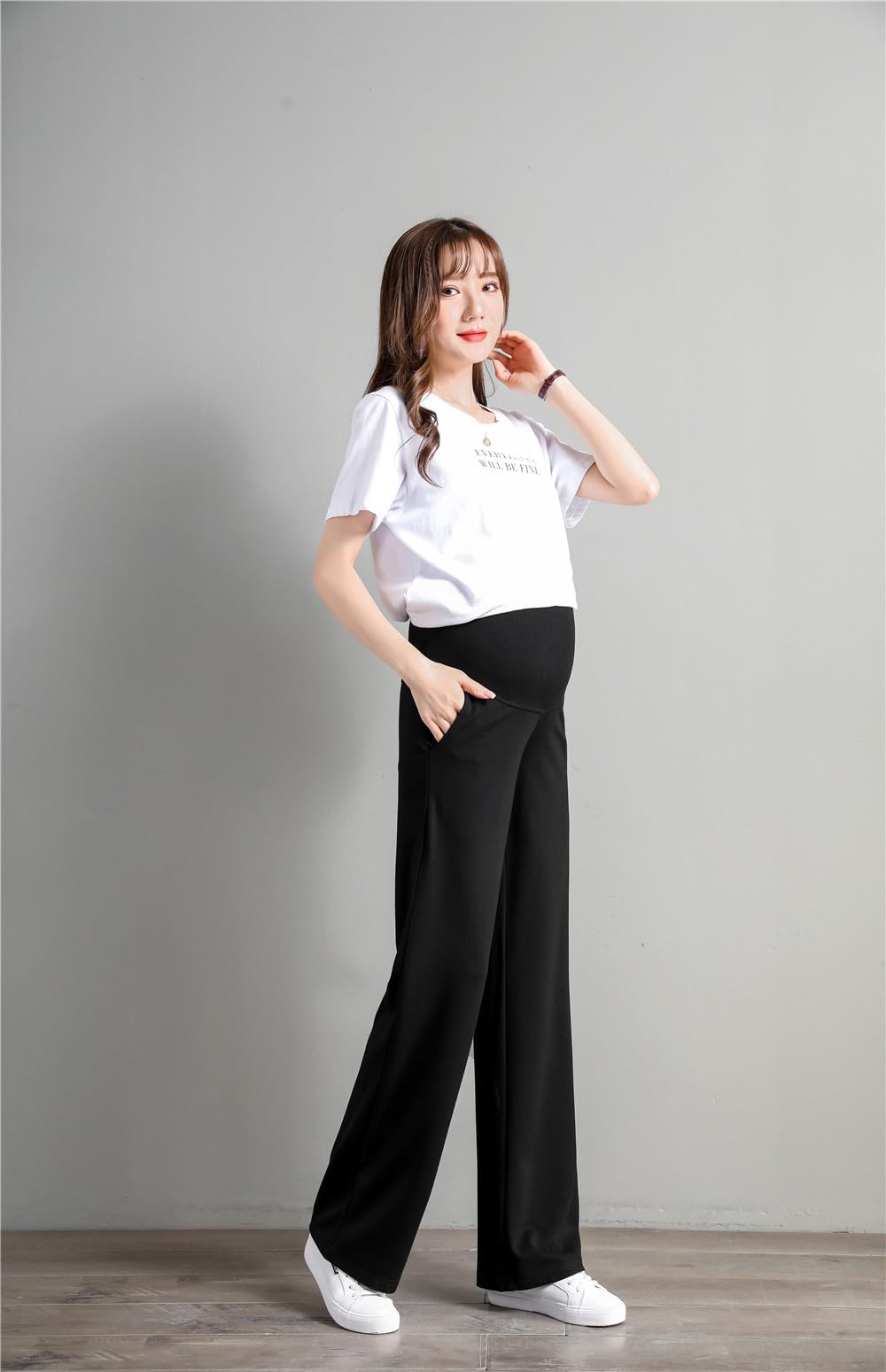 Pantalon de maternité Pantalon Slim Jambe Large Ceinture Ajustable Mode Confortable