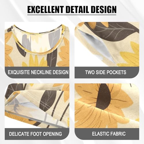 Yellow Sunflower Kids Pjs Set Boys Girls Summer Short-Sleeve Sleepwear Pajamas 2PCS4