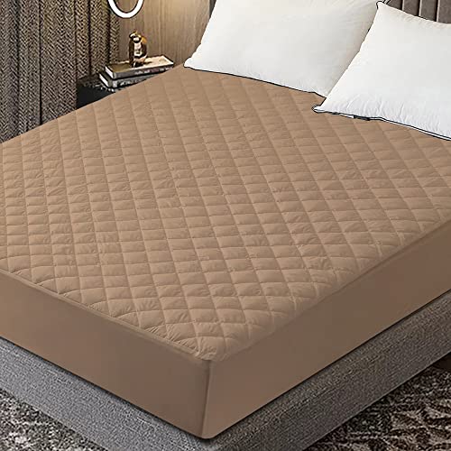Image of Glassiano Sapphire Waterproof Quilted Mattress Protector 78x36 Inch for Single Bed - Ultra Soft & Hypoallergenic Mattress Cover (Beige - 1 Pcs)
