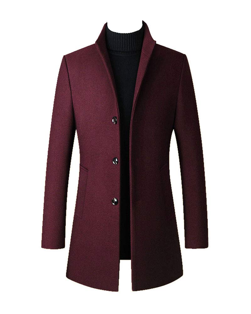 Uomo Cappotto lungo in lana e cashmere caldo invernale Giacca Vestibilità Regolare Stand-Collare Cappotto Slim Fit Trench coat Peacoat Jacket Outwear