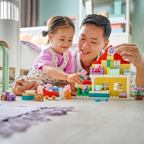 Image of LEGO DUPLO Peppa Pig Family House Building Kit with Full Family of 5 Peppa Pig Figures - 10467