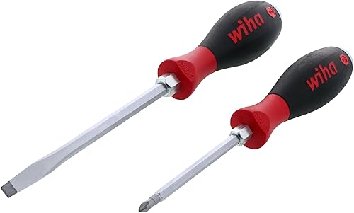 Wiha 53082 - Juego de destornilladores ranurados y Phillips de 2 piezas SoftFinish XHeavy Duty