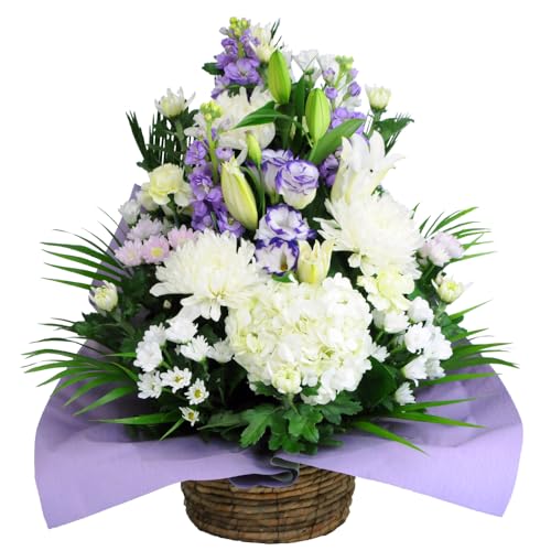 お供え 花 仏花 お供え 豪華 法事 法要 仏壇 命日 供花 生花 百合 ゆり お供え花 アレンジメント サイズで選べる 色合いで選べる 花工房エーデルワイス(2Lサイズ, おまかせ)