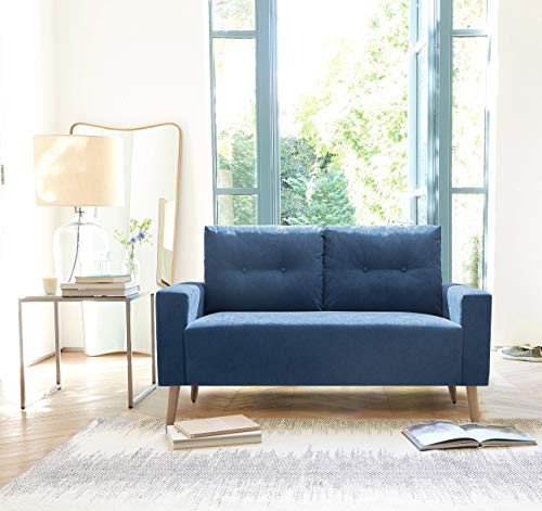 image for JUMMICO Modern Loveseat Sofa Fabric Couch Mid Century Love Seat with 2