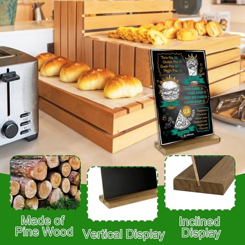 DAJAVE 10 Stück Schiefertafel zum Beschriften 15X22CM Kreidetafel Aufsteller A5 Tafel Aufsteller, Beschriften Doppelseitig Tischaufsteller Holz Ständer,Kleine Tafeln zum Beschriften für Preisschilder