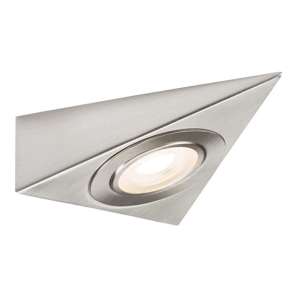 Knightsbridge 230V LED Triangular Under Cabinet Light - Brushed Chrome 3000K