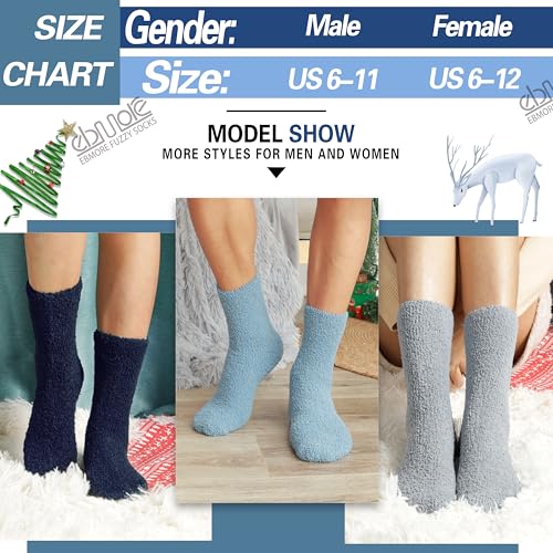 Image of EBMORE Fuzzy Socks Warm Winter Slipper Fluffy Sleep Cozy Comfy Cabin Socks for Mens Womens