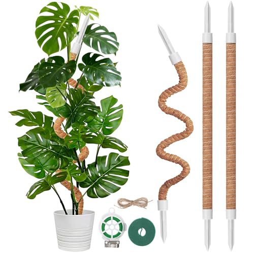 3 Pack 28'' Bendable Moss Pole for Plants, Heavy Duty Moss Plant Support Pole for Monstera Pothos & Climbing Houseplants, Extendable Indoor Potted Plant Stake Trellis