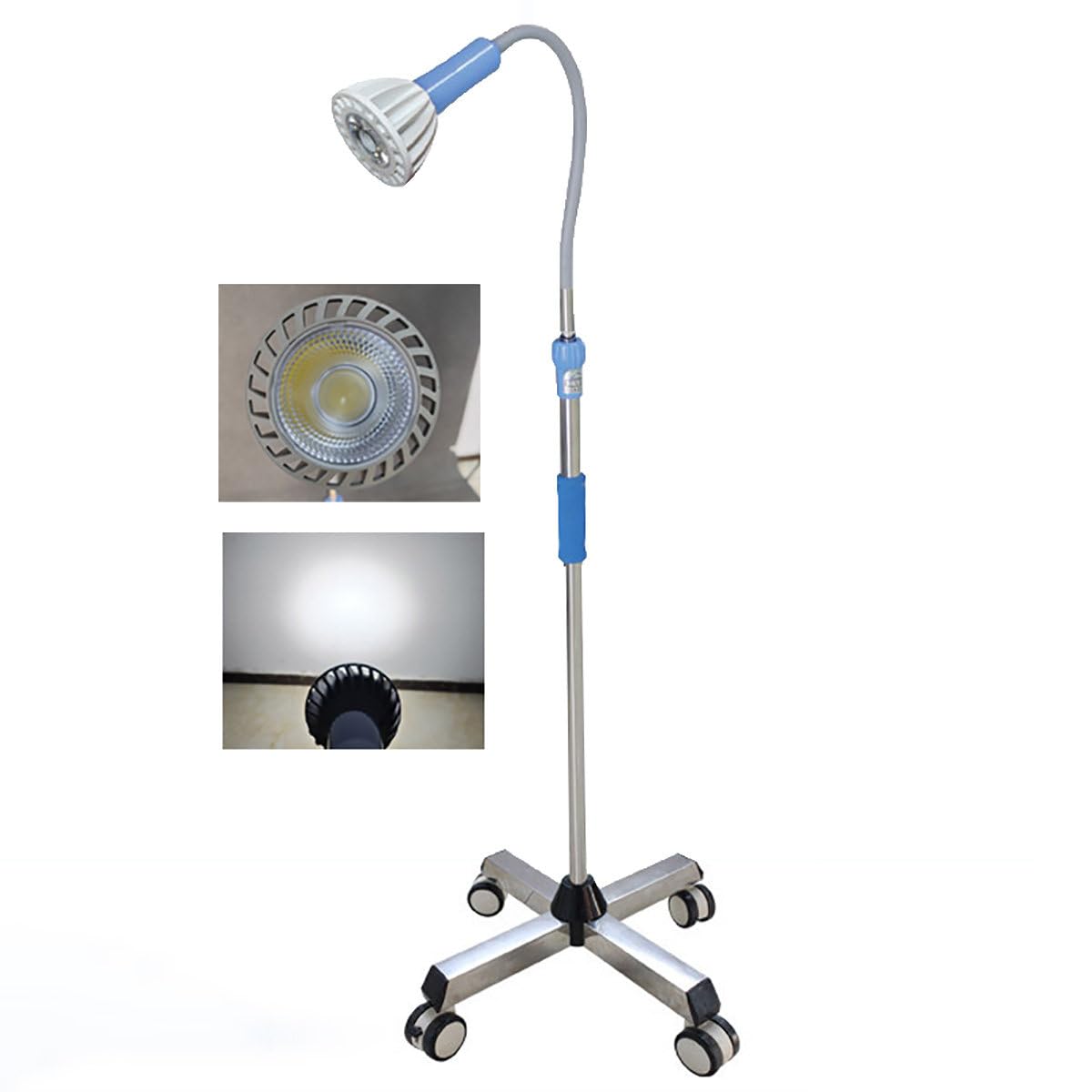 LED Surgical Examination Lamp, Gynecology Exam Lamp, Mobile LED Medical Exam Light Lamp Floor Stand Type Wheels Rolling Base, 1.1m-1.8m Height Adjustment for Outpatient Service