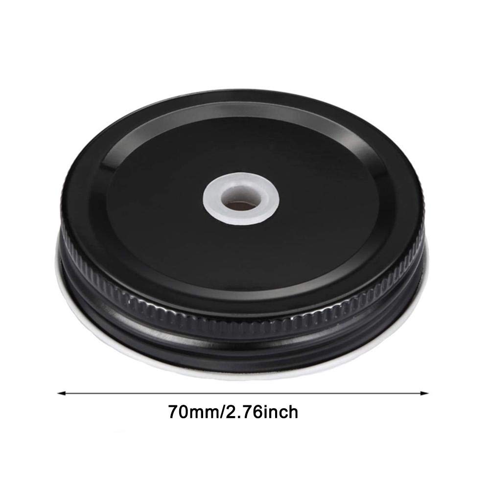 Newk 24 sets gewone mond-metselaar en ringen, herbruikbare metalen pot inblikken met siliconen deksels, past op bal, kerr en meer (24 deksels en 24 ringen, 70 mm