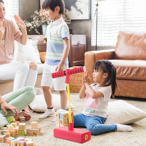 SAFIGLE Bounce Pogo Stick Jumper - Fun Bouncy Toy for Toddlers and Kids Aged 3-12, Suitable for Indoor and Outdoor Play, Red Color Balance