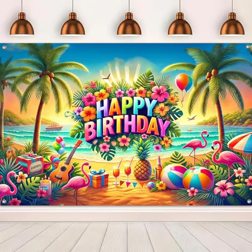 BlissYard fondo cumpleaños tema playa tropical 120x84 in miniatura 5