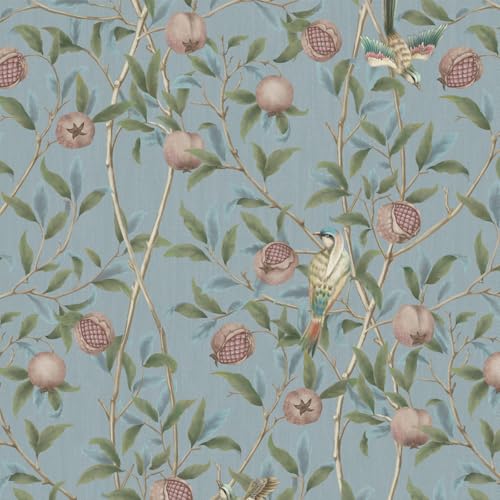 Vintage French Peel and Stick Floral Wallpaper 17.3" x 118" Self Adhesive Removable Contact Paper for Bedroom, Bathroom, Cabinets Decor Retro Leaf Birds Wall Paper (Green Light Blue) by JiLian-FFE - Used condition - CA$24.09