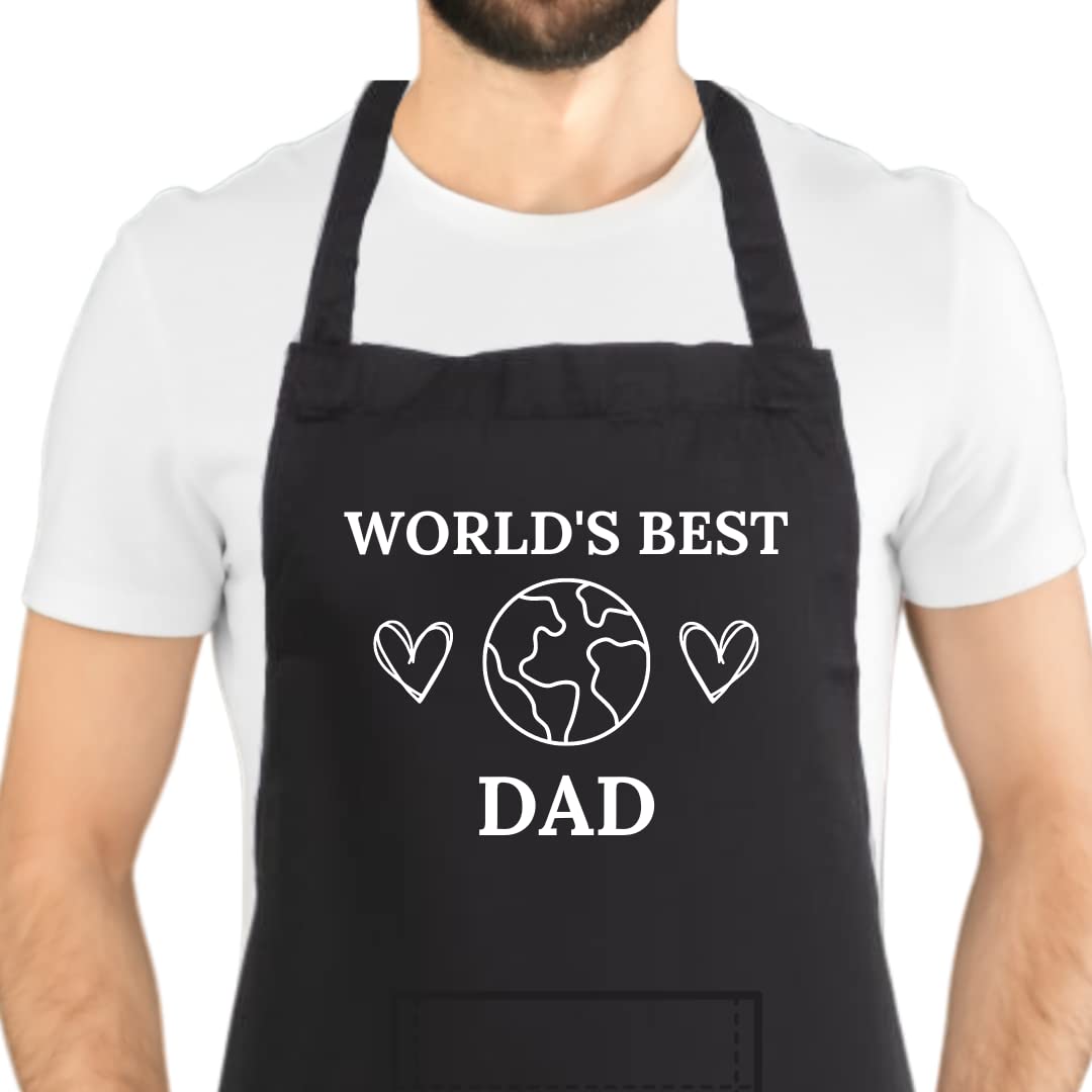 Second Ave Gift Company Men's Black Second Ave World's Best Dad Apron Bbq Grill Cooking Kitchen Apron