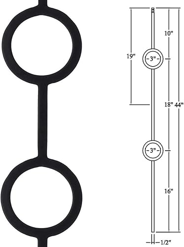 Miniatura 2 de Balaustres contemporáneos de hierro para escaleras de dos anillos (paquete de 10 contratistas) modernos huecos de doble anillo circulares de metal