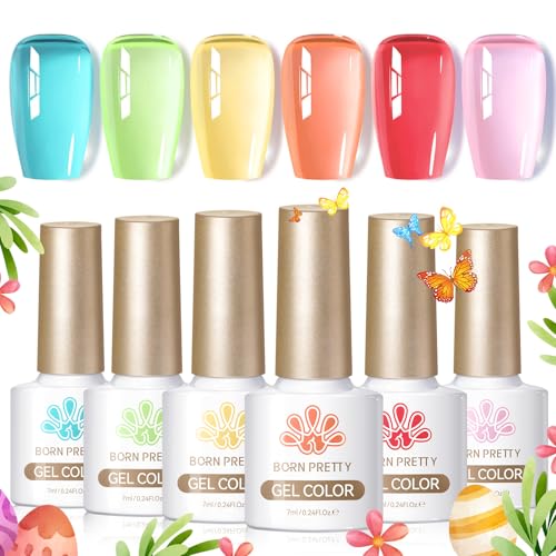 Born Pretty Pastel Jelly Gel Nail Polish Set Spring Summer Easter...