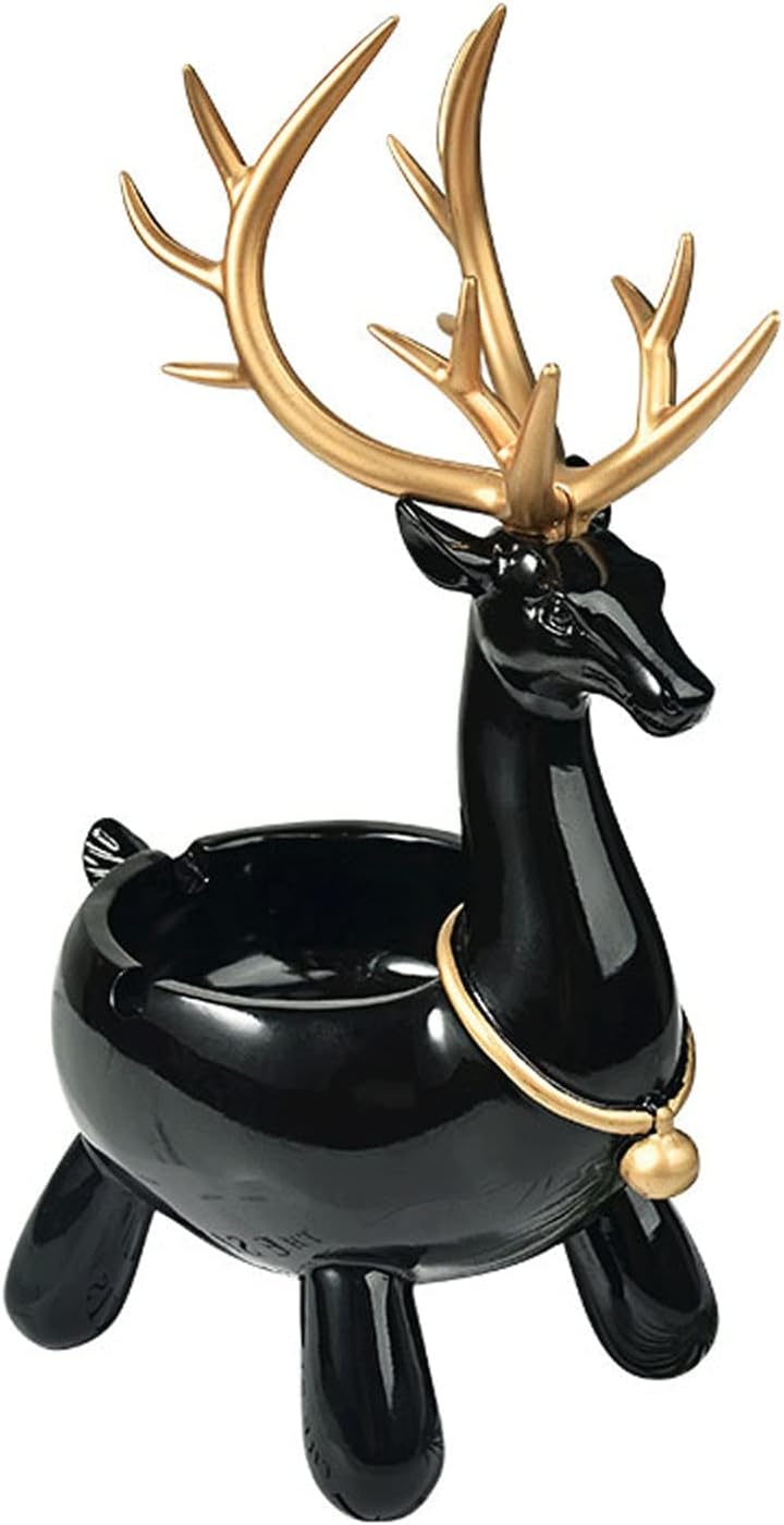 Ashtray Personalized Deer Decorative Ornament Ashtray Suitable for Home Office (Color : Blue) (Black)