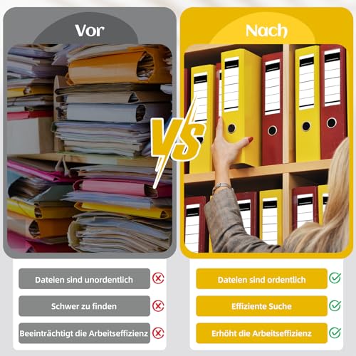 HZOUHONG 120 Stück Ordnerrücken Rückenschilder 5,4x19 & 3,6x19cm, Ordneretiketten Selbstklebend Schmal und Breit Set, Aktenordner Aufkleber für Bibliothek, Büro, Schule, Familie